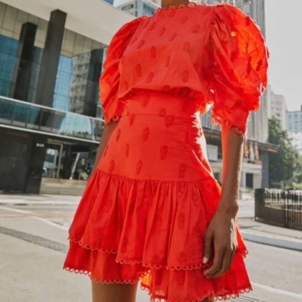 Farm Rio 3D Pineapple Mini Skirt in Orange/Red Size XL